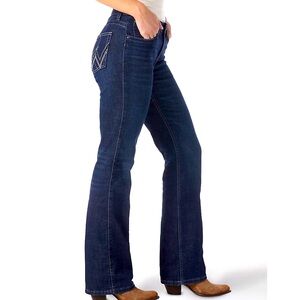 Wrangler Q Baby Jeans Bootcut Dark Blue Stretch Denim Women's 3/4 x 34